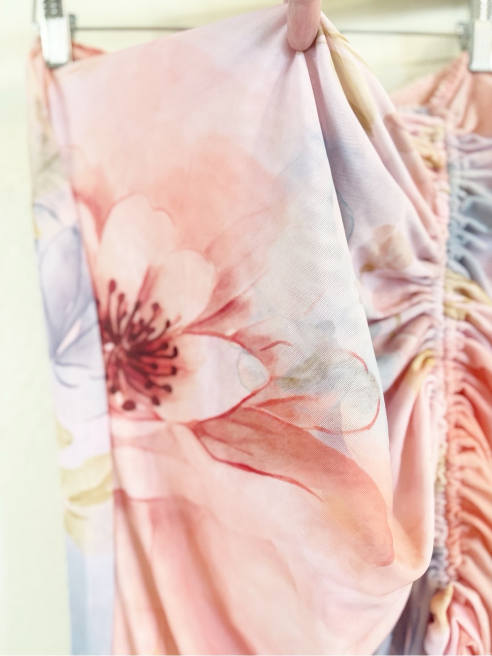Guizio Celestina Ruched Rosette Printed Skirt in Cotton Candy Ambrosia Small NEW - Picture 6 of 9